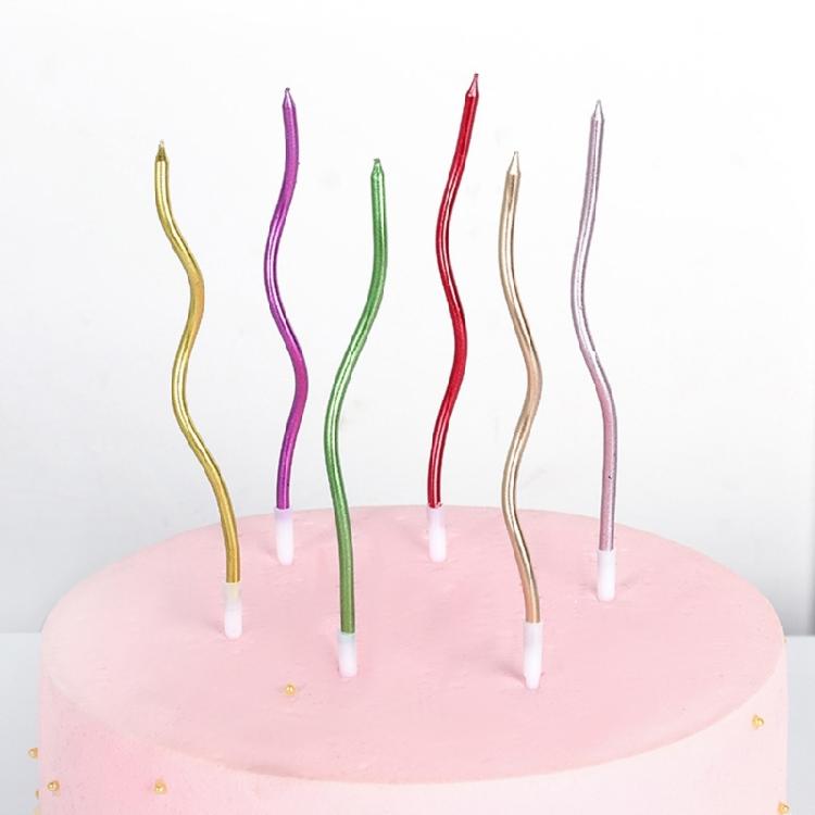 6 Piezas Multiusos Curvadas Multicolor Chapadas Adorno de Velas para Pastel para Festival Cumpleaños y Decoraciones de Fiesta Mejora
