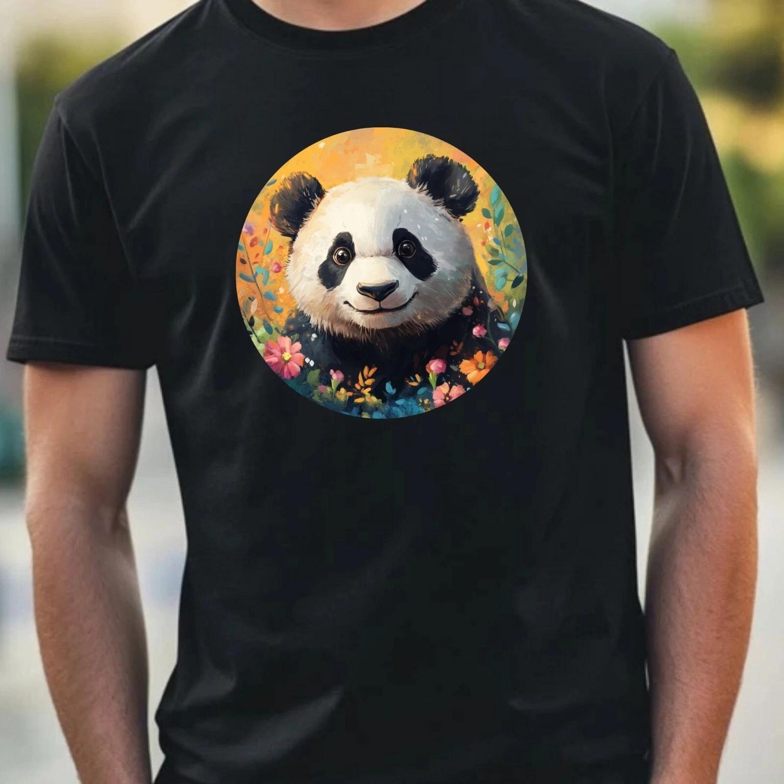 T-Shirt Herren Panda Portrait Motiv Baumwolle Größe XS bis 5XL XS
