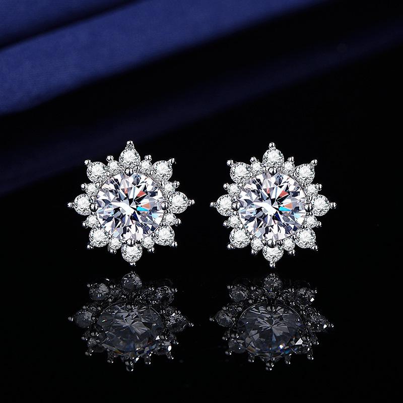 Two Carat Sunflower Set, Diamond Ring, Necklace, Stud Earrings Women's Fashion Accessories