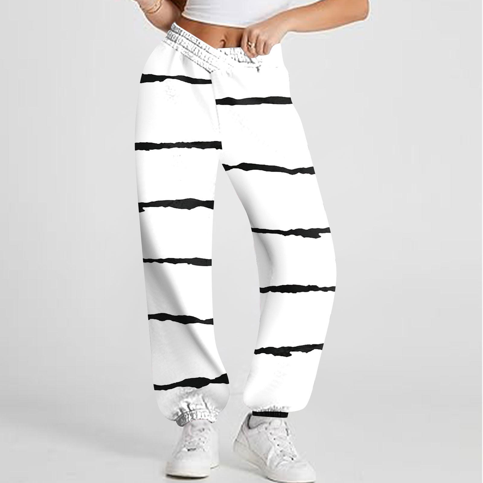 

Женские повседневные модные спортивные штаны с принтом, спортивные штаны, брюки, эластичные брюки с завязками на талии S белый