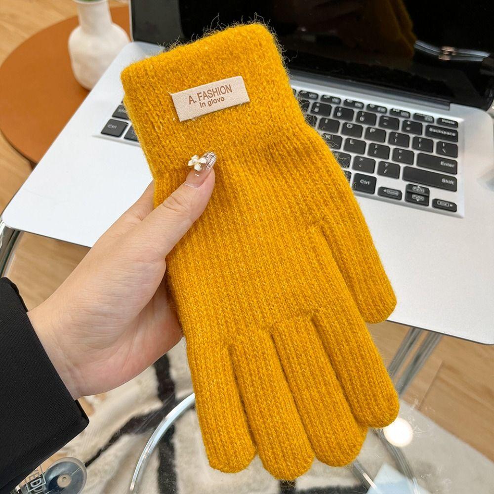 Candy Color Knitting Gloves  Cycling Driving Gloves Elegant Full Finger Mittens  Female