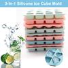 Three In One Ice Tray  Reusable Food-Grade Silicone Square Ice  Maker 