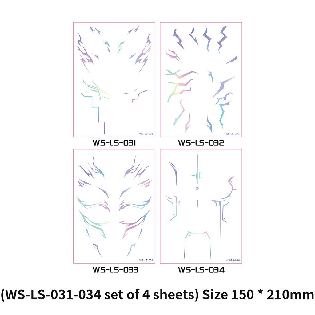 Anime Hunter Halloween Cosplay Costume Temporary Tattoo Purple and Laser Multicolor Striped Tattoo Laser 5 Piece Set