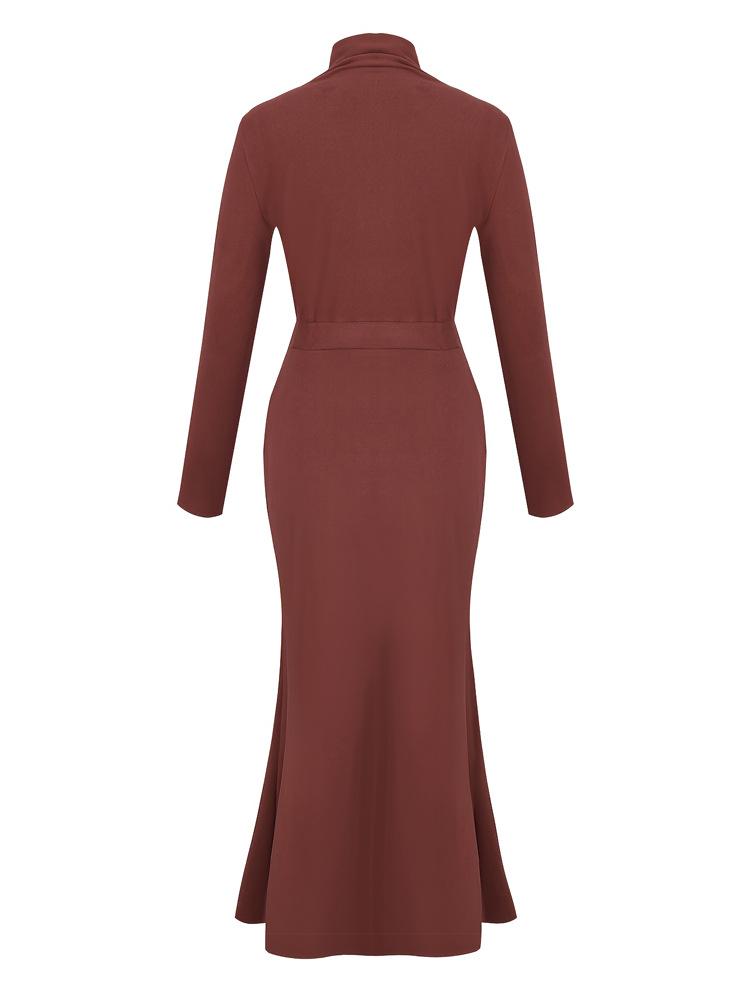 2026 Elegant High Neck Slim Fit Knit Dress - Women's Spring/Autumn Collection