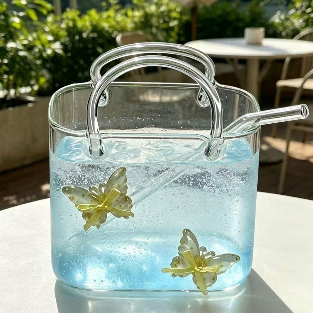 With Straw Handbag Glass Cup Novelty Beer Drinking Mug Creative Cocktail Glasses Bar Tools