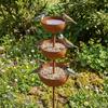 3-Tier Bowl Bird Water Dispenser Vintage Iron Garden Rain Catcher  Courtyard Decor