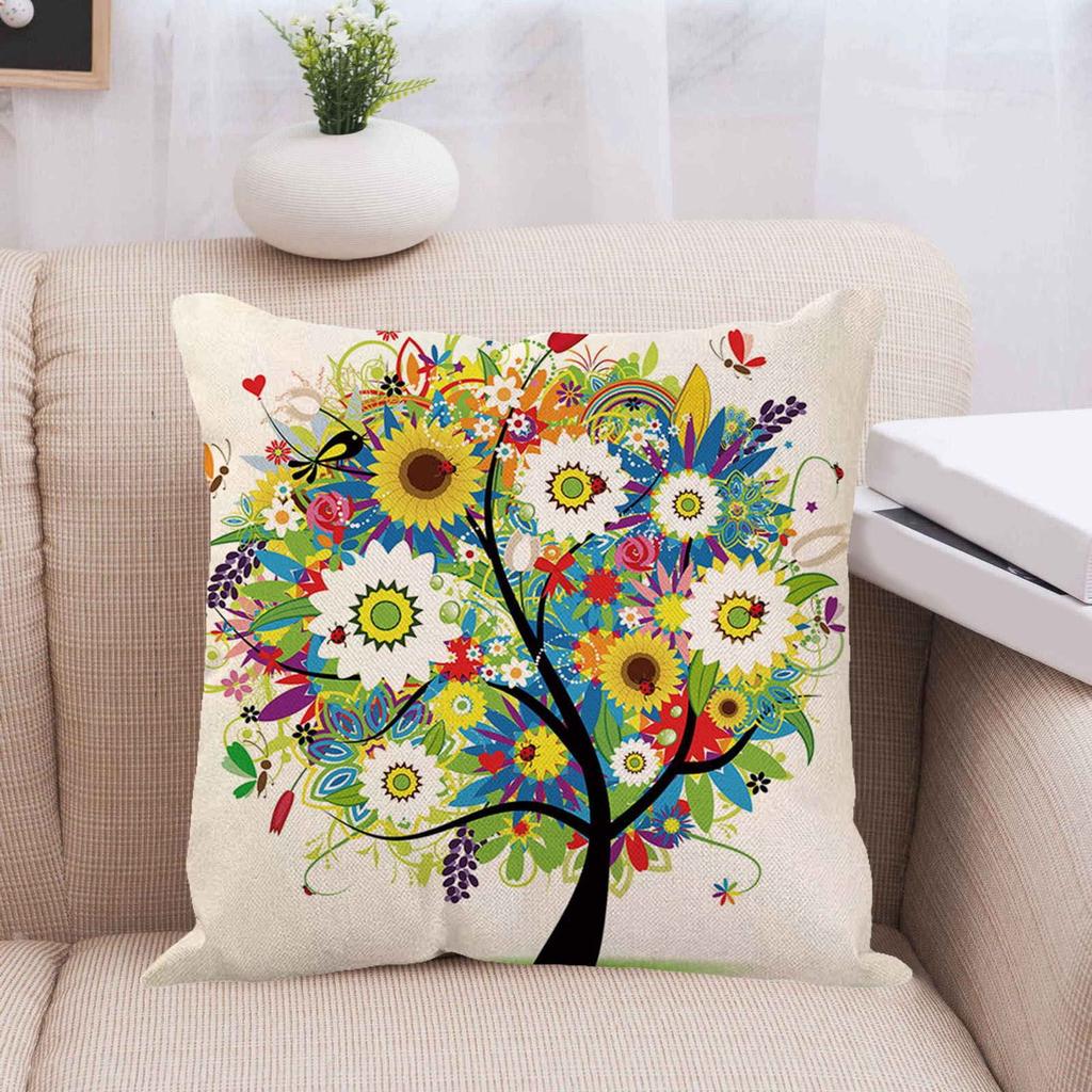 Pillow Pillow Case Home Decoration Products Tree Flower Pillow Case Design Sofa Cushion Cushion Cover 45x45cm