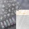Gradient White Pink Butterfly Flower Shiny Stars Chic Spring Petal 5D Soft Adhesive Nail Art Stickers Decorations Manicure Decal