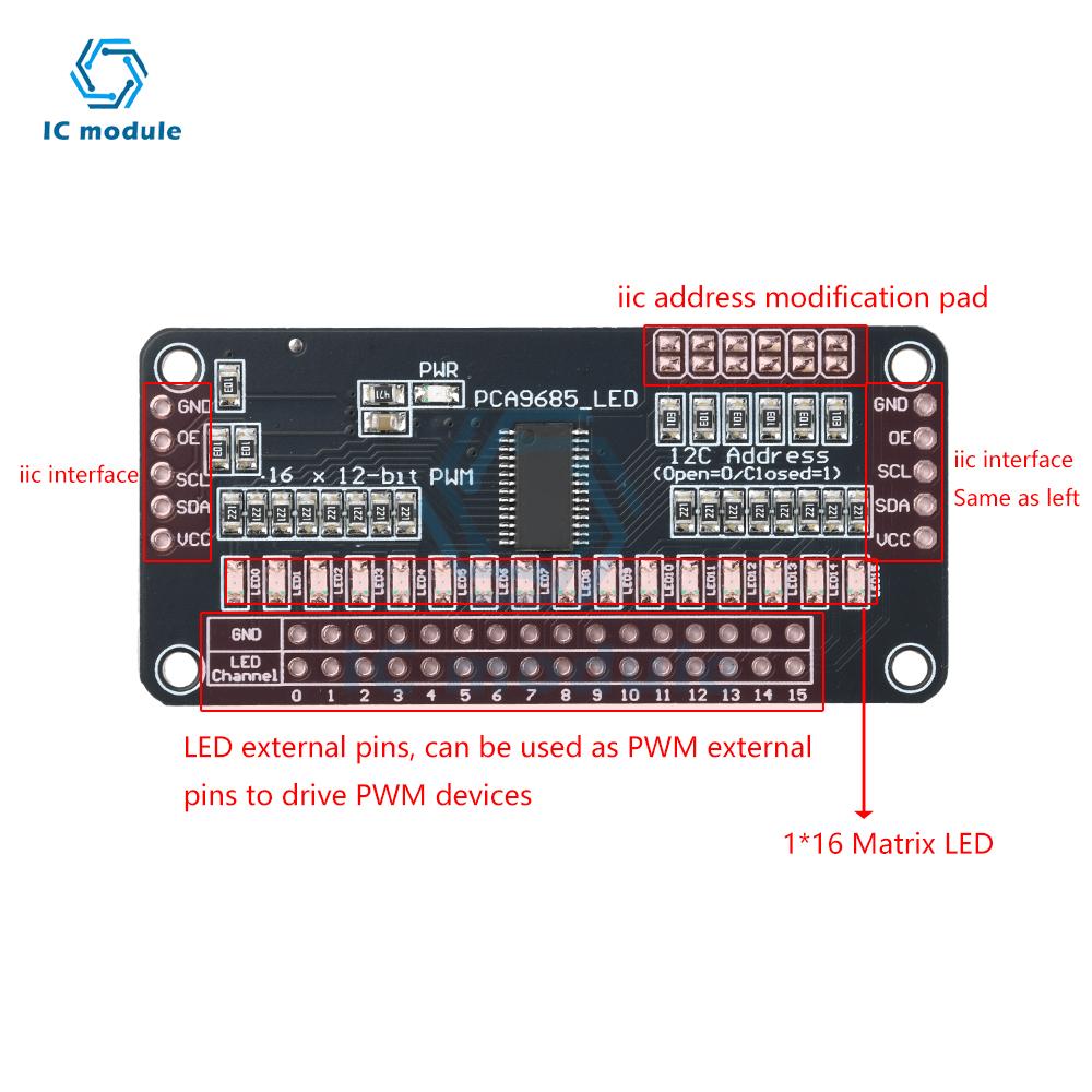 PCA9685 Module 16 Channel Led Driver Board Module I2C BUS PWM Controller Module Internet Of Things Development Board