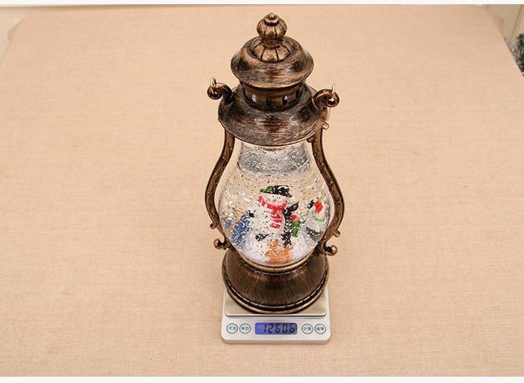 Rotating Christmas Lantern with Music, Snowfall Effect, Luminous Handheld Oil Lamp Decoration