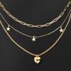 Retro Temperament Multi-layer Chain Necklace Women In Stacking Tide Collarbone Chain Love Pentagram Pendant Necklace