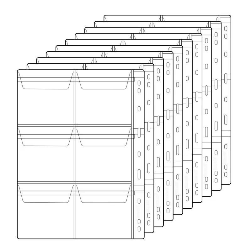 10pcs 6/9-hole Coin Collection Album Inner Pages Loose-leaf Cores PVC Material for Block Dust Fingerprints Display Collection