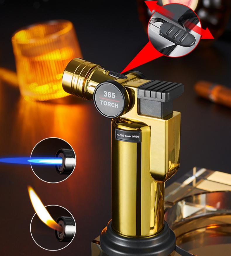 New Direct Blue Flame Open Flame Conversion Lighter Windproof Cigar BBQ Portable Flamethrowers Cigarette Accessories Gift