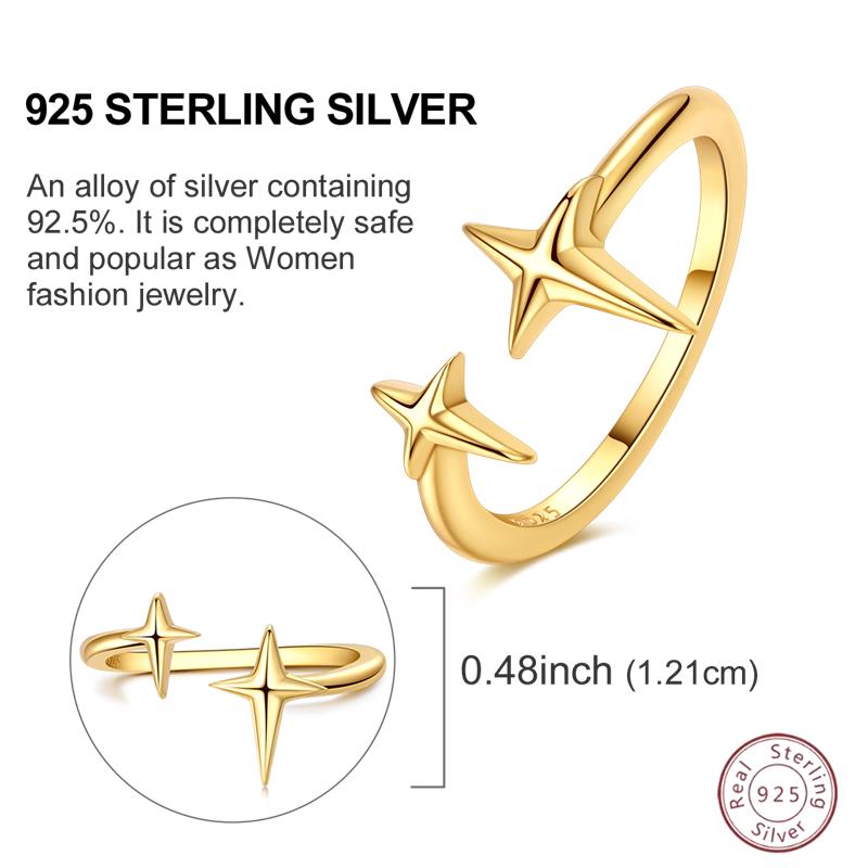 Original Kupferring Stern Offen Glänzend Gold Damen Valentinstag Geburtstag Geschenk DIY Schmuck
