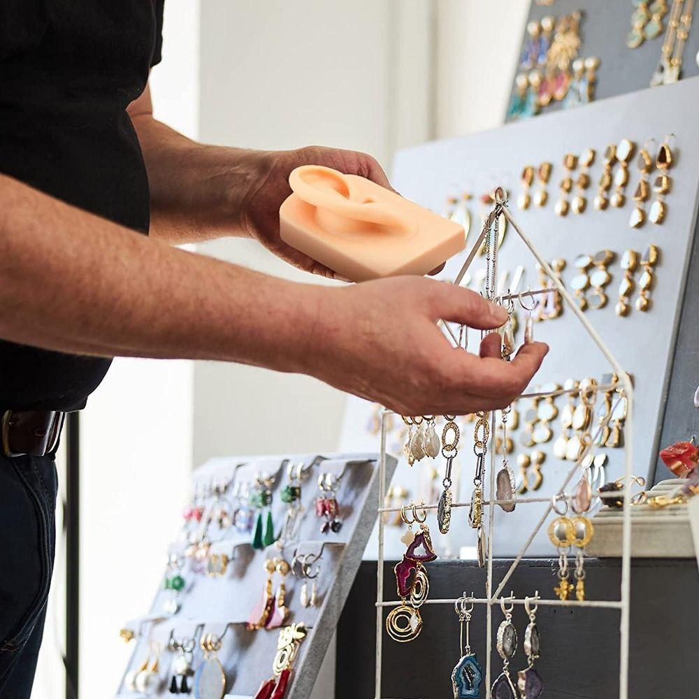 Human Tattoo Practice Body Fake Ear Simulation Ear Silicone Ear Model Jewelry Earrings Display