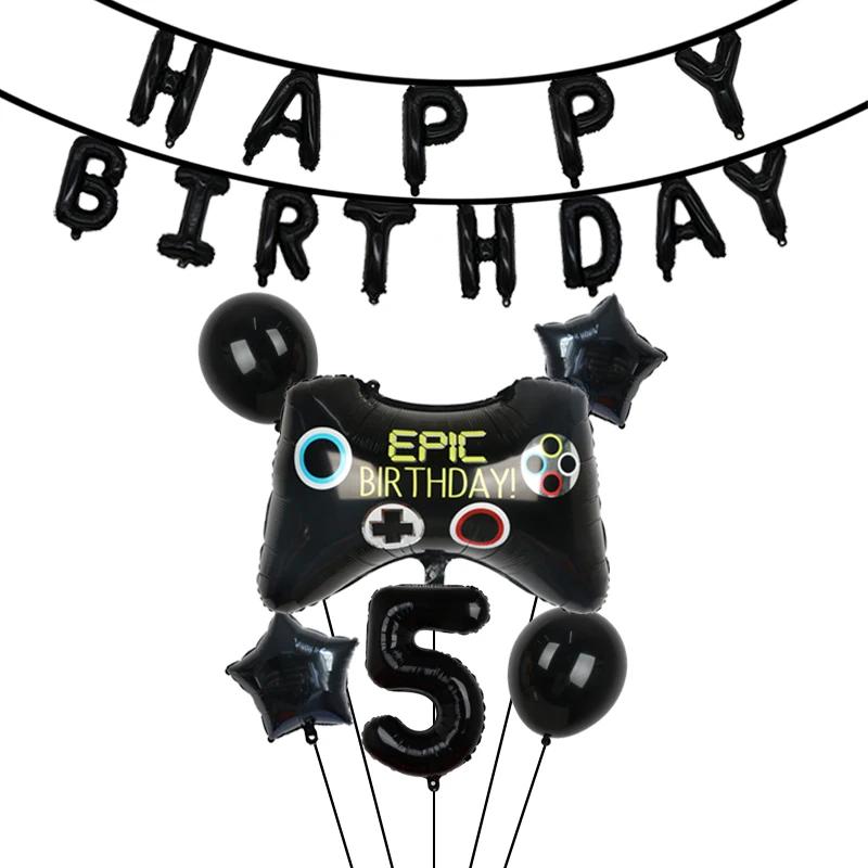 Video Game Party Supplies Set Baby Boy Birthday Party Decoration Happy Birthday Gaming Backdrop Game Table Covers Gamer Balloons