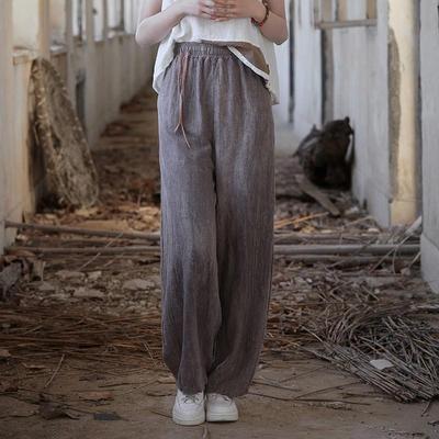 Damskie Spodnie Proste Elastyczny Pas Wiosna Vintage Tie-dye Luźne Damskie Spodnie Bandażowe