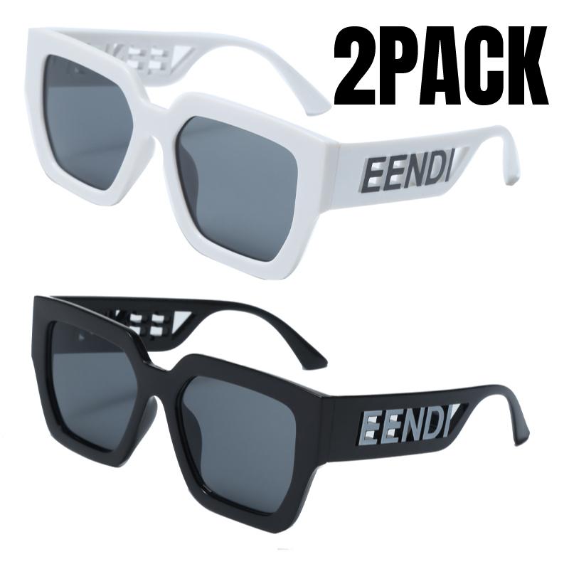 2PACK New Square Luxury Hollowed Oversized Punk Sunglasses Women Retro Square Sun Glasses Men Lady Outdoor Travel Glasses