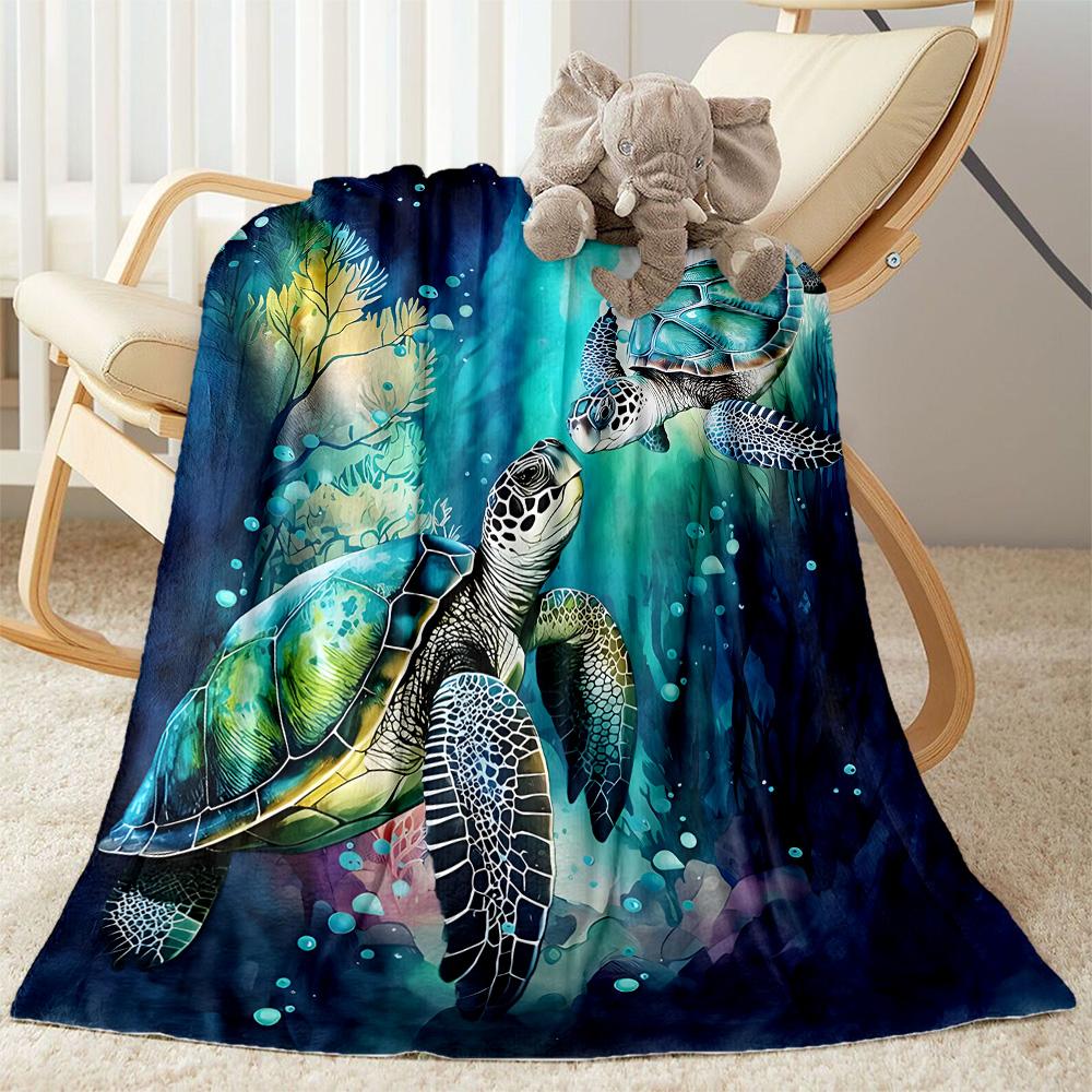 Ocean Animal Flannel Blanket - Soft and Comfortable, Suitable for Sofas, Beds, Offices, Travel, All Seasons, and A Great Gift for The Holidays.
