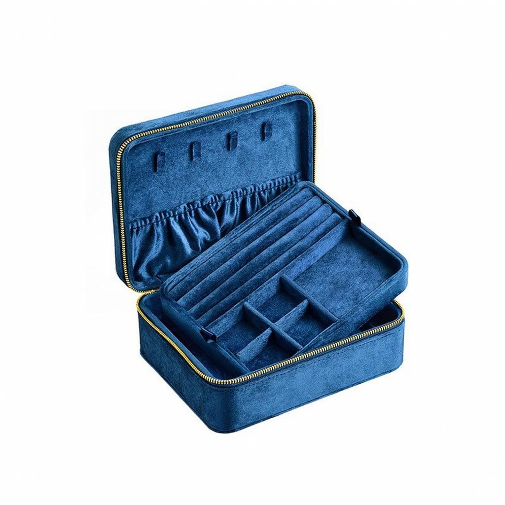 Velvet Jewelry Box with Zipper | tight zipAround Closure, TravelFriendly, Storage Box, for