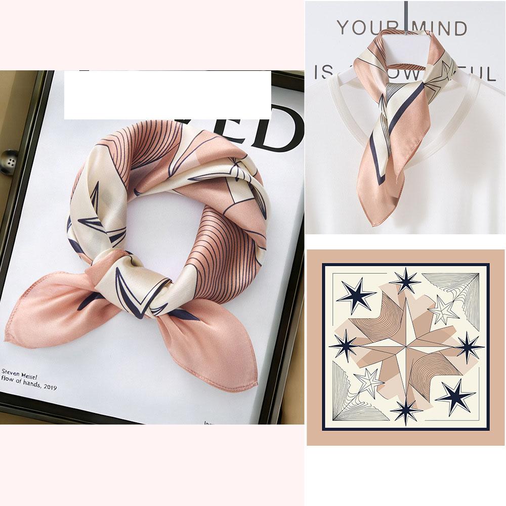 53x53cm 100% Mulberry Silk Scarf Luxury Square Hair Bandana Elegant Head Wrap Neckerchief Sunscreen Shawl for Women