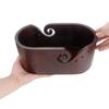1pc Wooden Yarn Bowl, DIY Knitting Storage Tool, Double-Sided Holes Yarn Storage Bowl, Oval Yarn Organizer Bowl Handicraft Tool