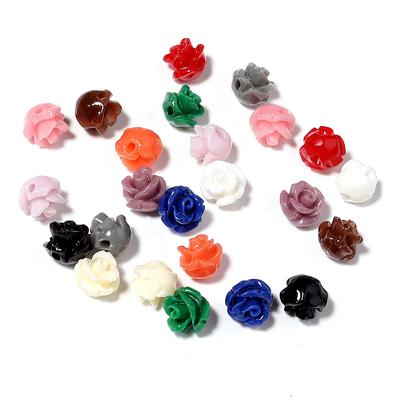 30Pcs 6mm Resin Beads Colored Coral Flower Shape Loose Spacer Beads For Handmade Bracelet Making DIY Charm Necklace Accessories