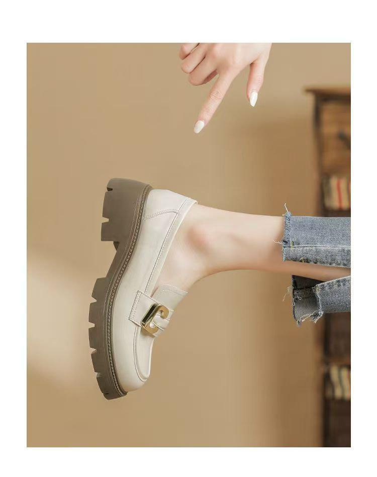 2025 Women's Korean Style Round Toe Loafers - Thick Sole, British College Style, Perfect with Skirts