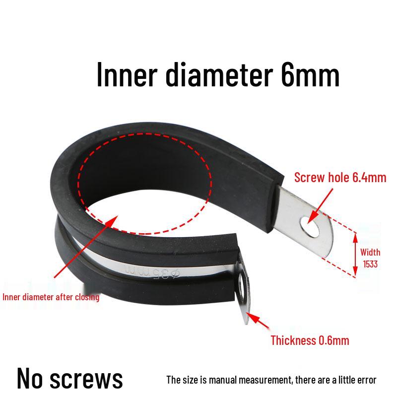 304 Stainless Steel R-Type Rubber Strip Pipe Clamp and Wire Clip