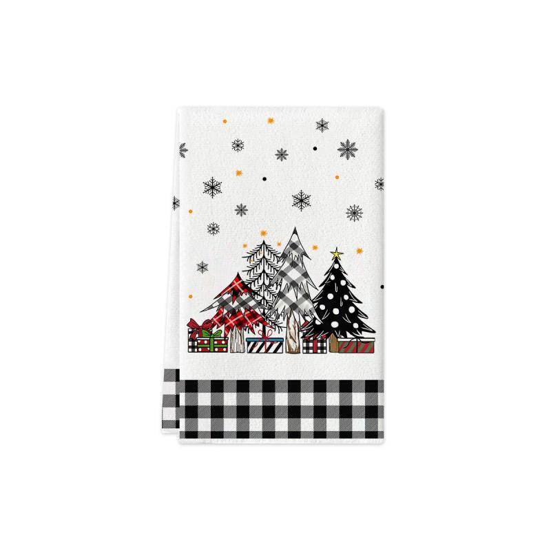 Christmas Kitchen Towel Nordic Style Snowman Print Dish Multipurpose Cotton Tea Home Holiday Decor