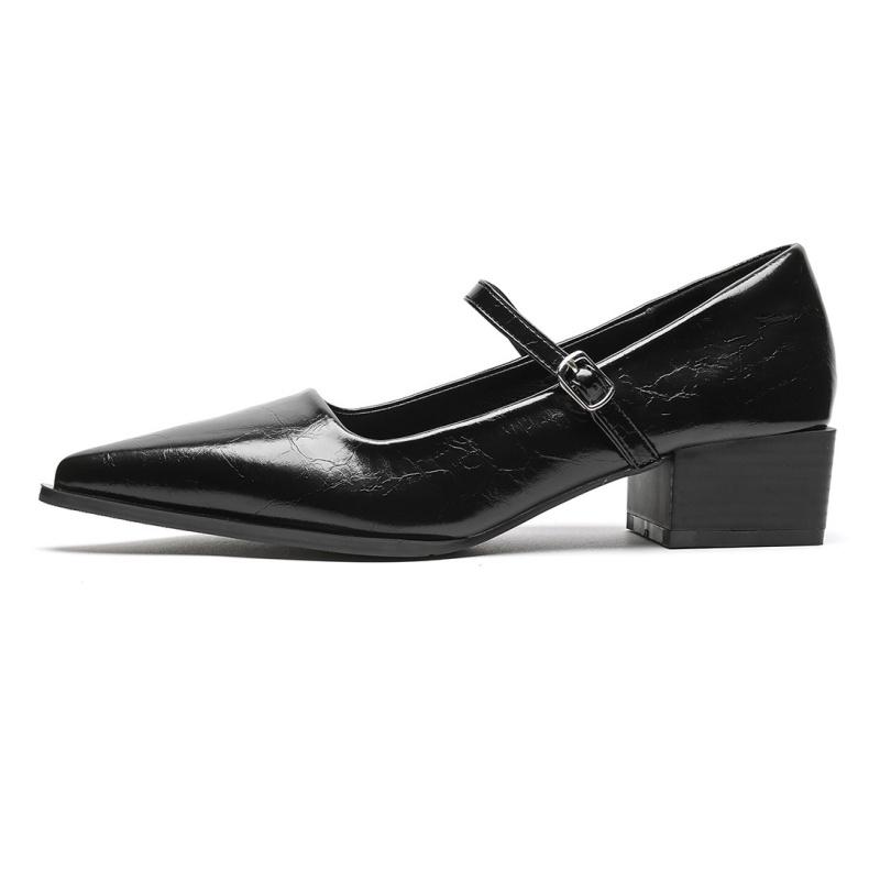 Fashion Elegant Versatile Women Pumps 2025 New Style Pointed Toe Mid Heels Shoes Fashion Outside Casual Buckle Comfy Women Shoes