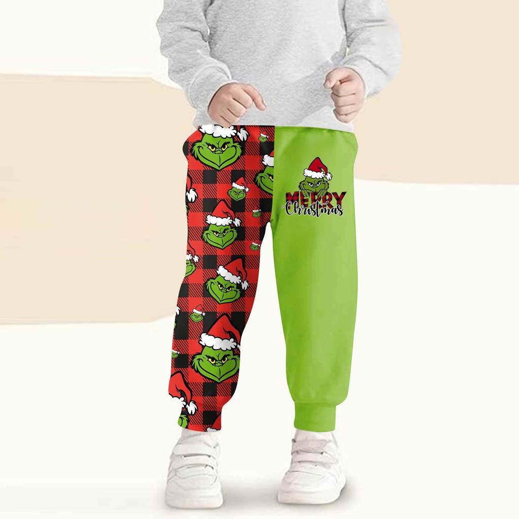 Kids' Fashion Christmas Print Loose-Fit Waistband Casual Sweatpants