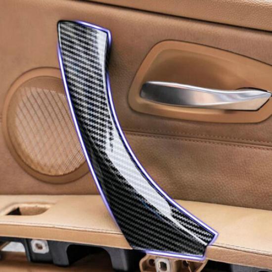 For BMW E90 328i Car Right Side Inner Door Panel Handle Pull Trim Cover Carbon