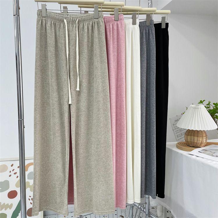 Pantaloni Casual Eleganti in Maglia di Cashmere Morbidi a Gamba Dritta Pantaloni a Gamba Larga di Lana Streetwear Moda High Street Pantaloni Femminili