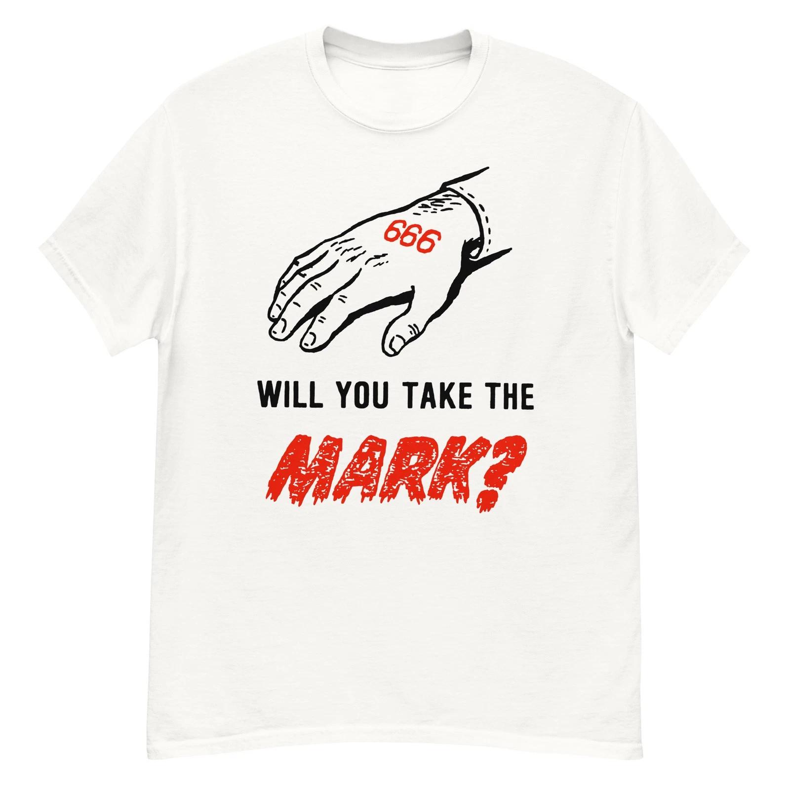 Vintage illustration  666 Will you take the mark?  t-shirt M