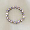 6/8/10mm Ceramic Beaded Bracelet with Gold Color Stainless Steel Beads Vintage Blue and White Porcelain Stretch Jewelry Women