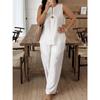 Womens Casual Sleeveless Top And Wide Leg Pants Two Piece Set