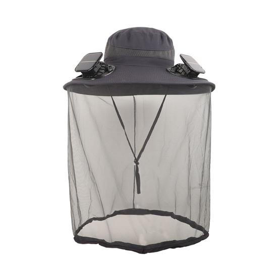 

Solar Fan Cap Wide Brim Built-in Dual Solar Fans USB Charging Cooling Fishing Hat Breathable Mesh Cover Sun Protection Outdoor Hat темно-серого