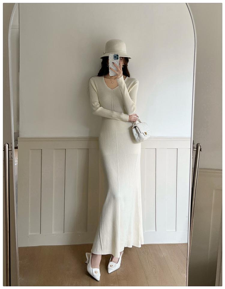 High-Quality Autumn Winter Knit Fishtail Sweater Dress