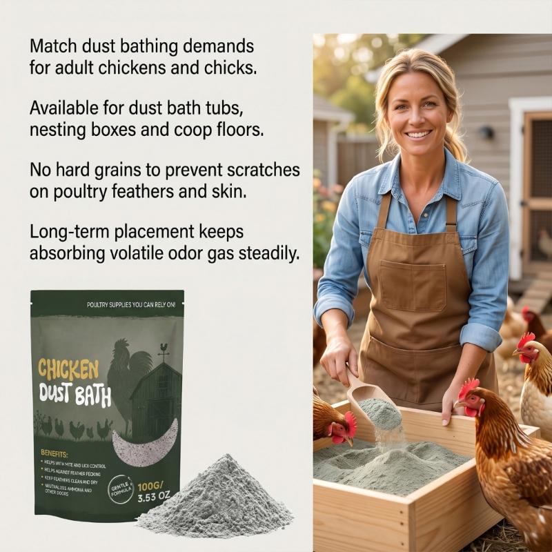 EELJOY Backyard Chicken Dust Bath Powder, Poultry Care Supply with Resealable Bag for Routine Plume Cleaning Support Use