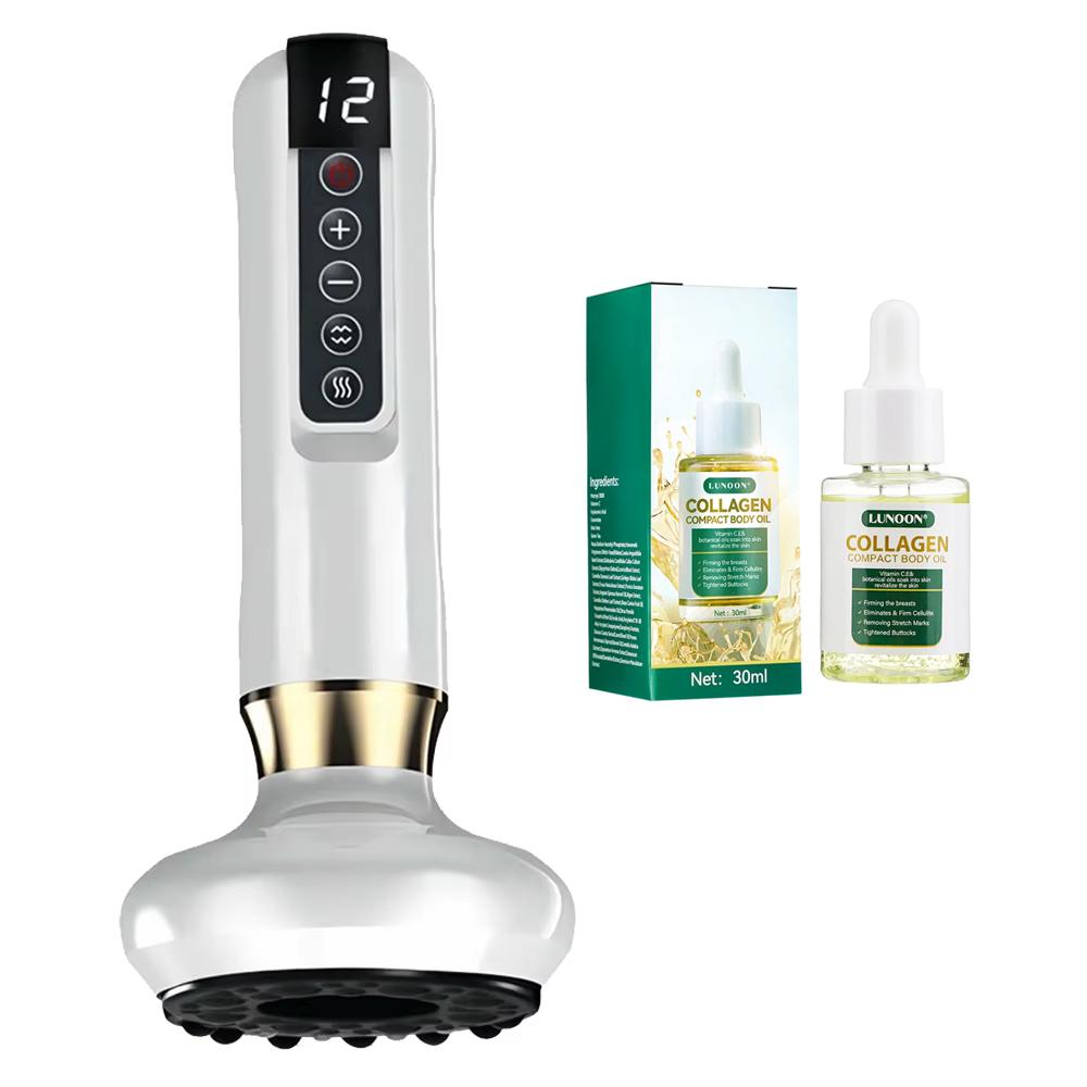 12 Levels Electric Cupping Body Massager Vacuum Suction Cupping Blood Circulation with Body Oil