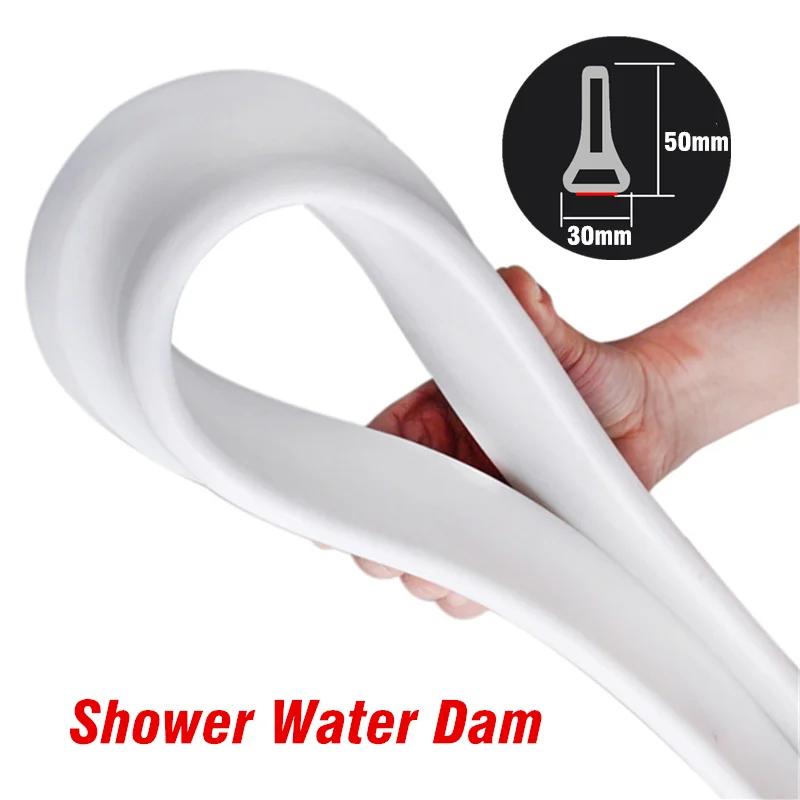 50mm High Silicone Bathroom Water Stopper Blocker Shower Dam Non-slip Dry And Wet Separation Flood Barrier Door Bottom Sealing