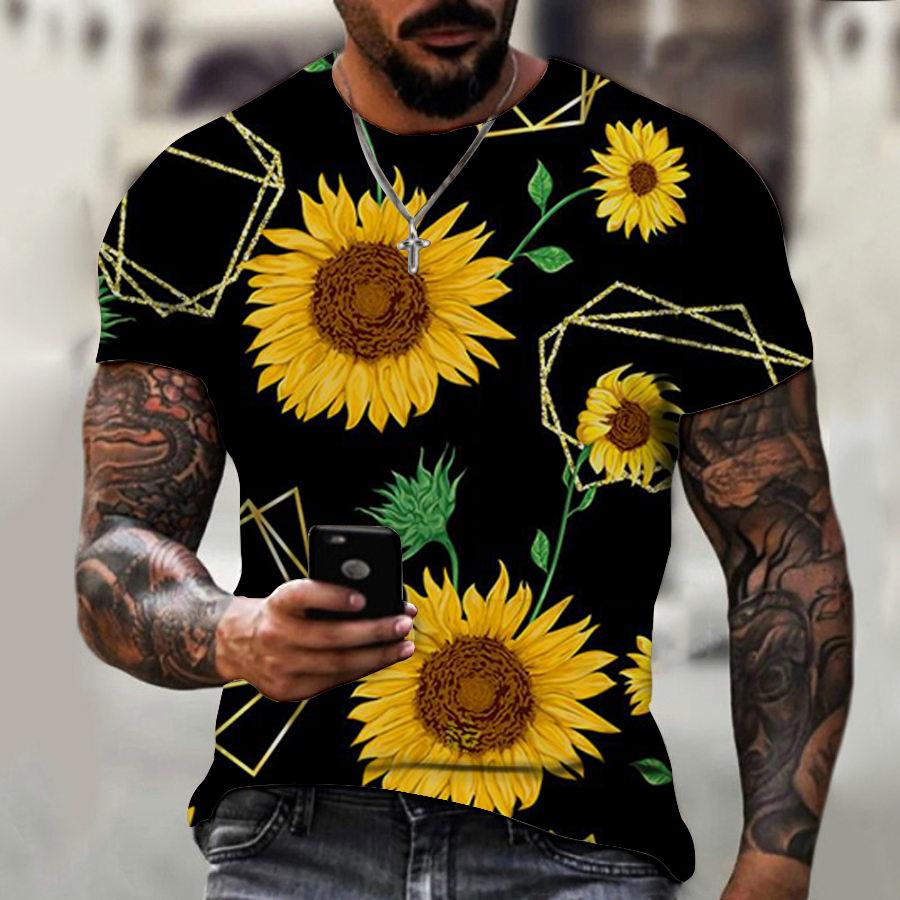 Sonnenblumen Serie 3D Gedrucktes T-Shirt Herrenbekleidung Top T-Shirt