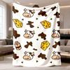 1 Stück Cartoon Käse Kuhmuster Flanelldecke | Ultraweich, Warm, Maschinenwaschbar, Ganzjahreskomfort für Sofa, Bett, Reisen, Camping, Wohnzimmer, Büro
