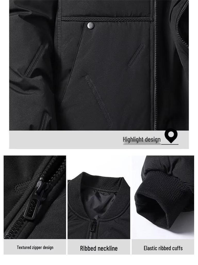 Chao Lun Bu Men's Thick Stand Collar Jacket - High-End Autumn/Winter Warm Cotton Dad Coat