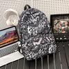 Schoolbag Backpack Men's 1 Trend Graffiti ins Large Capacity Fashion Printing Student Women's Backpack Waterproof and Wear-resistant White Ditch
