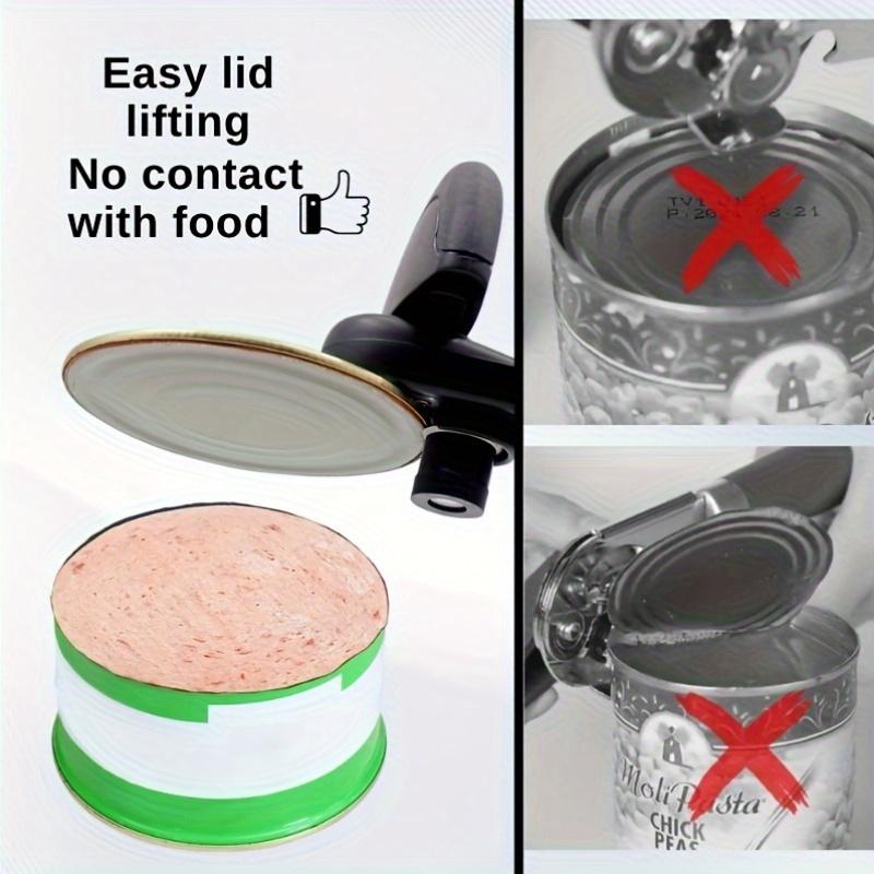 4 in 1 Stainless Steel Manual Can Opener with Removable Non Slip Handle , Portable, Safe , Smooth Cutting for Cans, Lids, Bottle Caps , Beer Caps