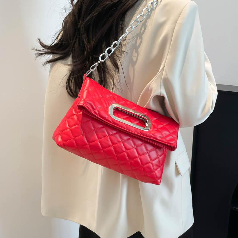 Niche light luxury folding handbag autumn and winter 2025 new fashion messenger bag high-end diamond chain underarm bag