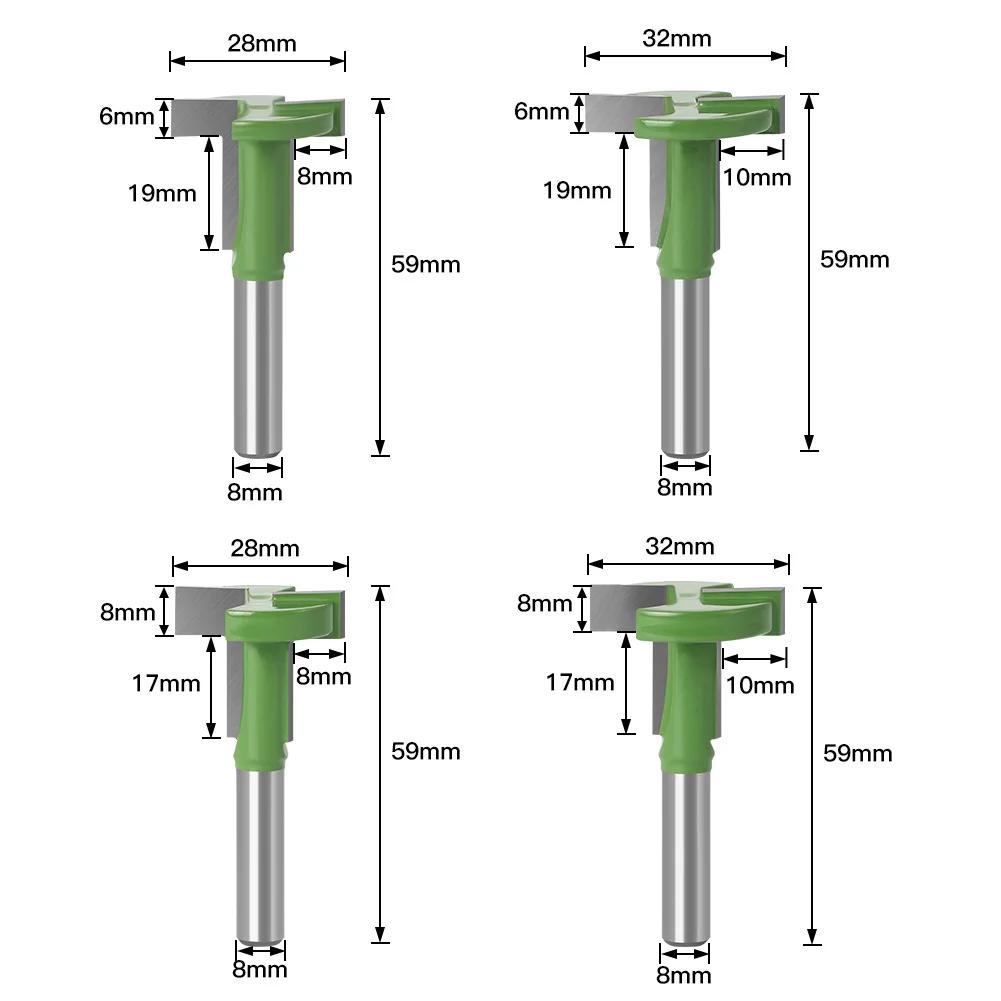 8 Schaft Grün Gerade Kante T-Messer Haken Fräser Nutmesser 8 Schaft Nutenfräser Außenhandel Export Holzarbeit