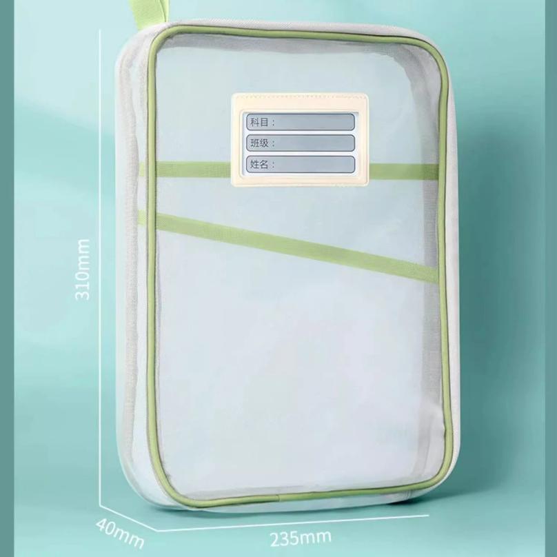 Borsa portaoggetti per cancelleria A4 Borsa con cerniera in rete a doppio strato Cartelle organizer di grande capacità Forniture per ufficio scolastico Borsa per cancelleria